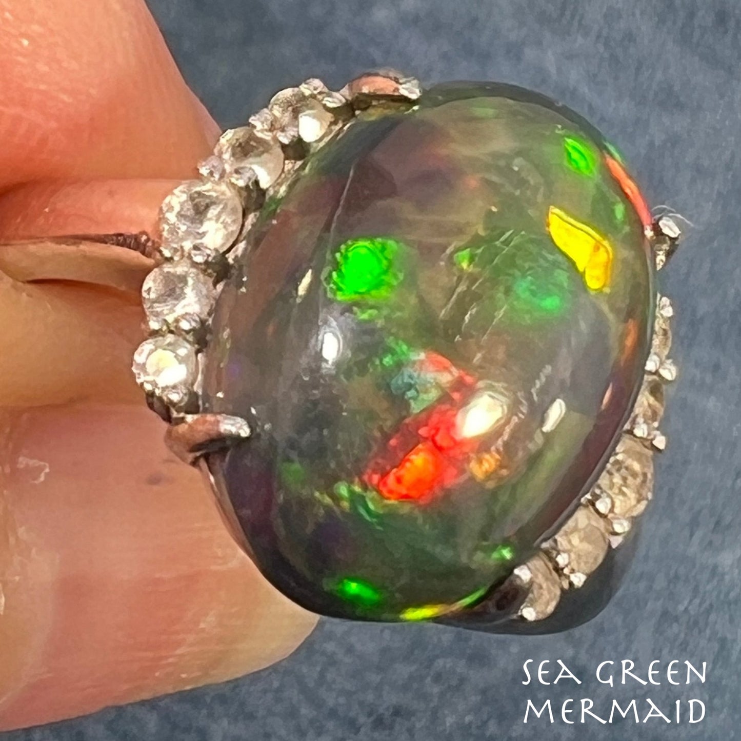 Natural Black Opal Ring in Sterling Silver. *VIDEO*