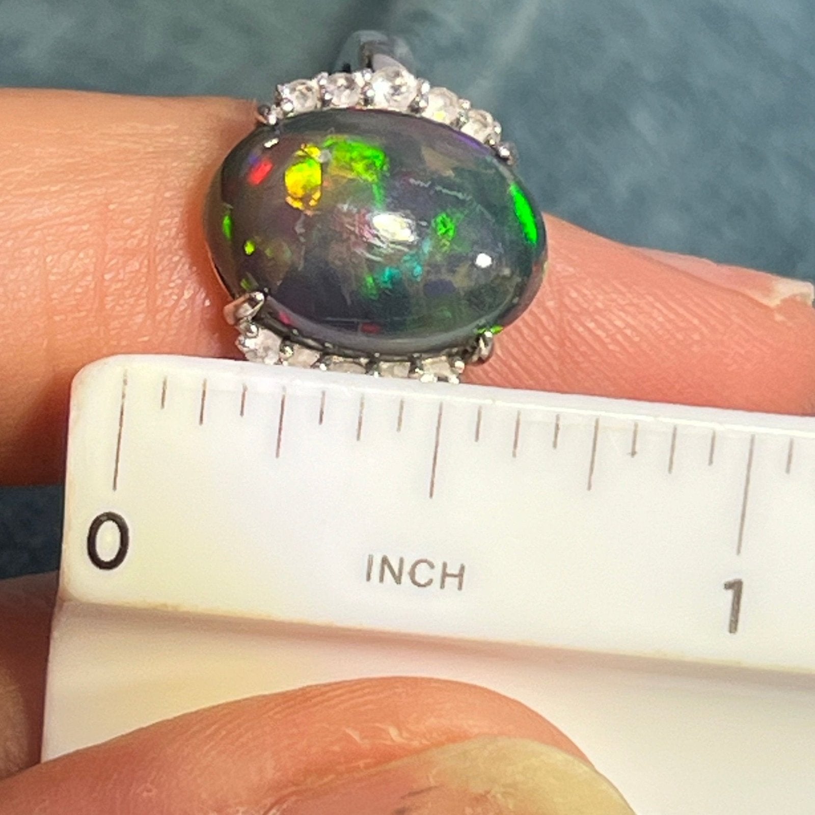 Natural Black Opal Ring in Sterling Silver. *VIDEO*