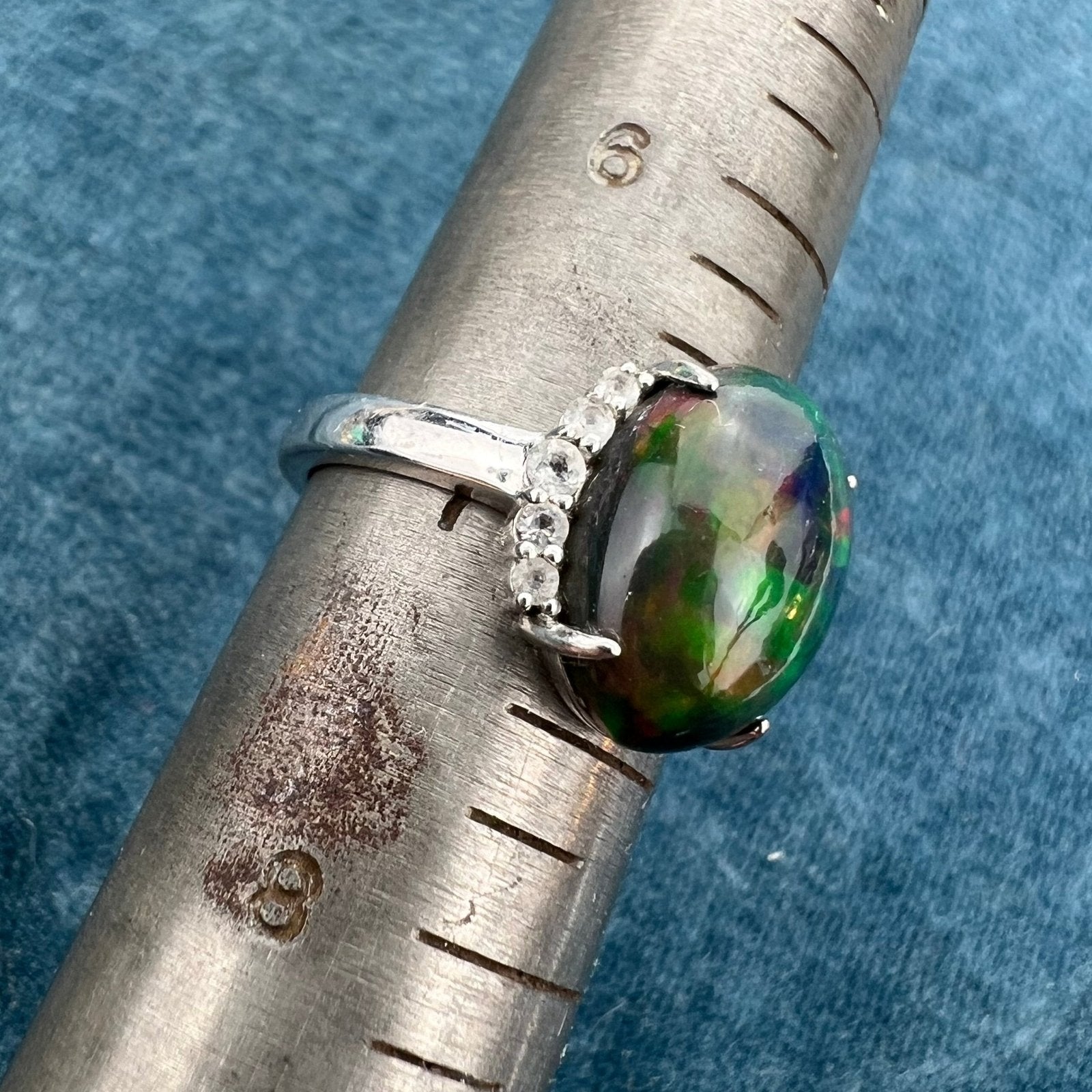 Natural Black Opal Ring in Sterling Silver. *VIDEO*