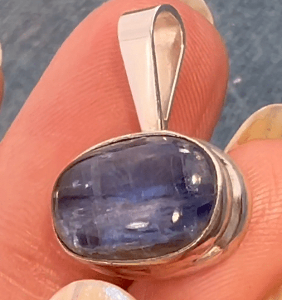 Natural Blue Sapphire Pendant in 925 Silver Bezel *Video*