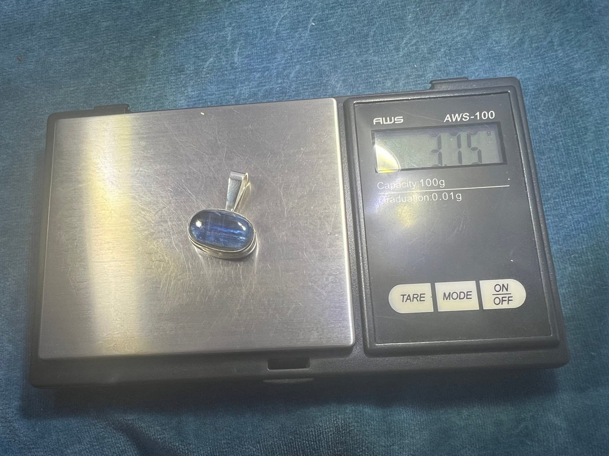 Natural Blue Sapphire Pendant in 925 Silver Bezel *Video*