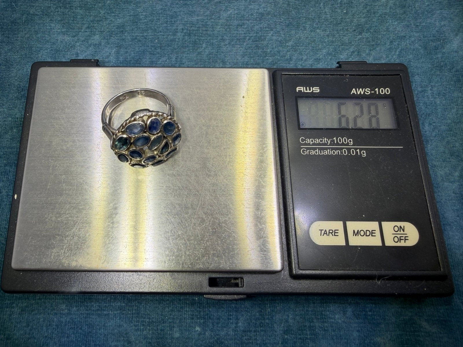 Natural Blue Sapphire "Sunburst" Harem Ring. 3/4"+ 6g *Video*
