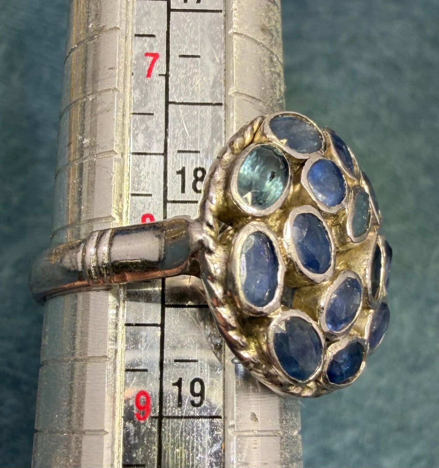 Natural Blue Sapphire "Sunburst" Harem Ring. 3/4"+ 6g *Video*