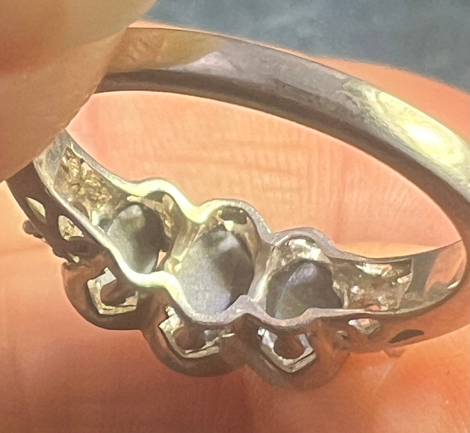 Natural Blue Star Sapphire 3 Gem Ring in 925 Sterling Silver *Video*