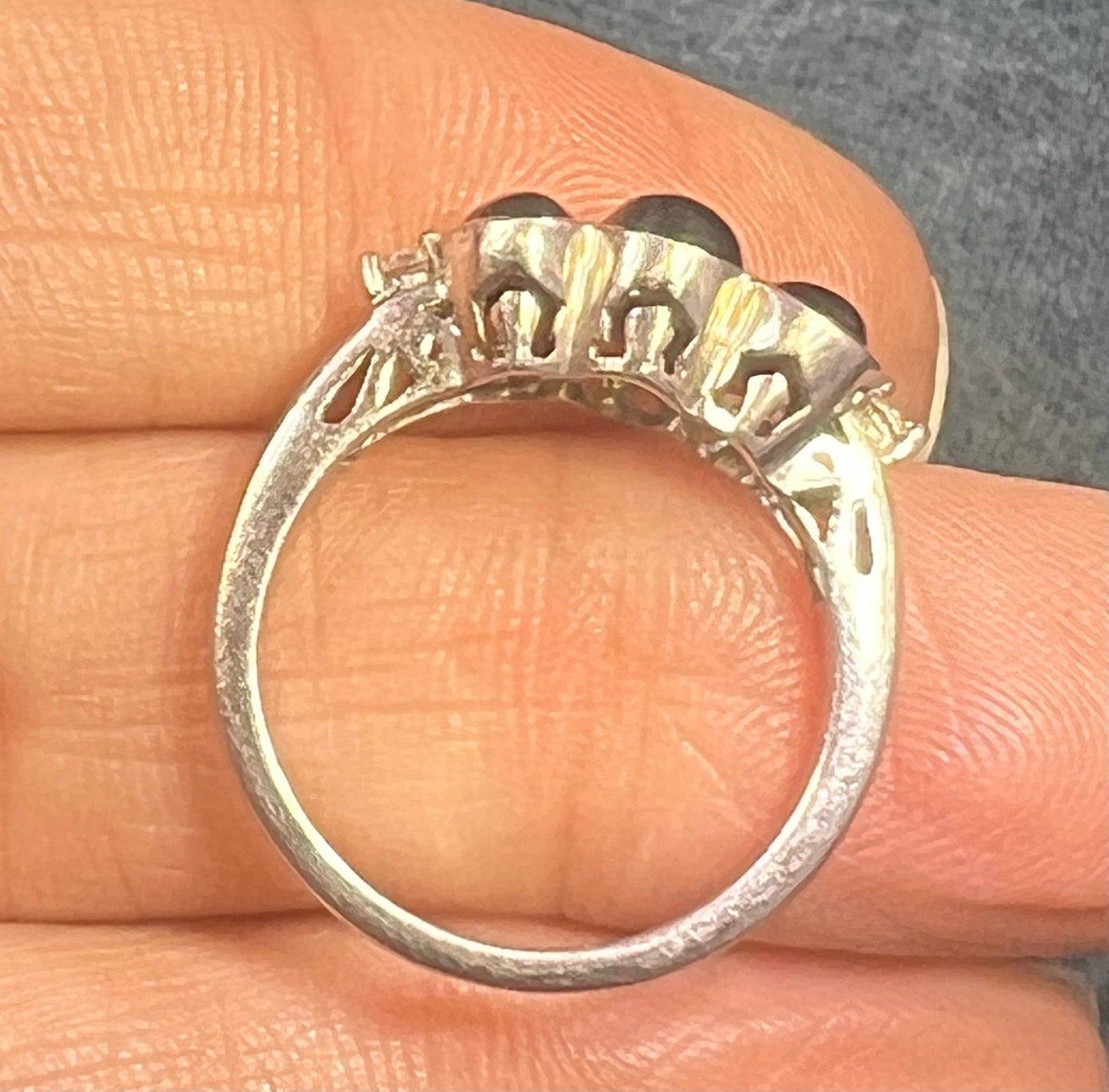 Natural Blue Star Sapphire 3 Gem Ring in 925 Sterling Silver *Video*