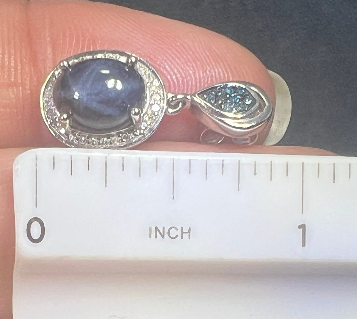 Natural Blue Star Sapphire + Diamond Earrings in 925 Silver *Video*