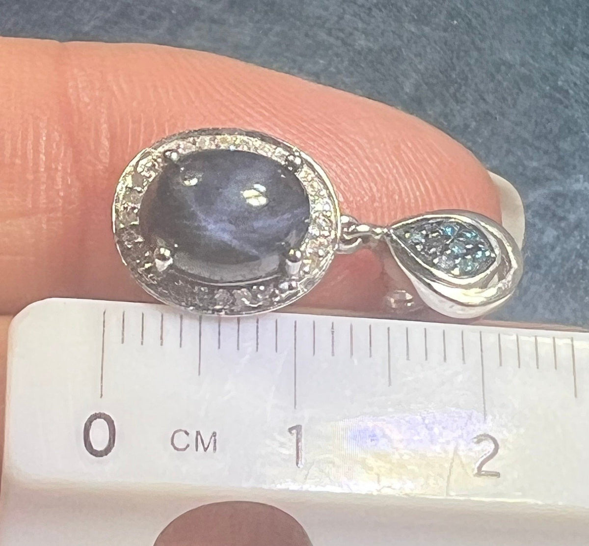 Natural Blue Star Sapphire + Diamond Earrings in 925 Silver *Video*