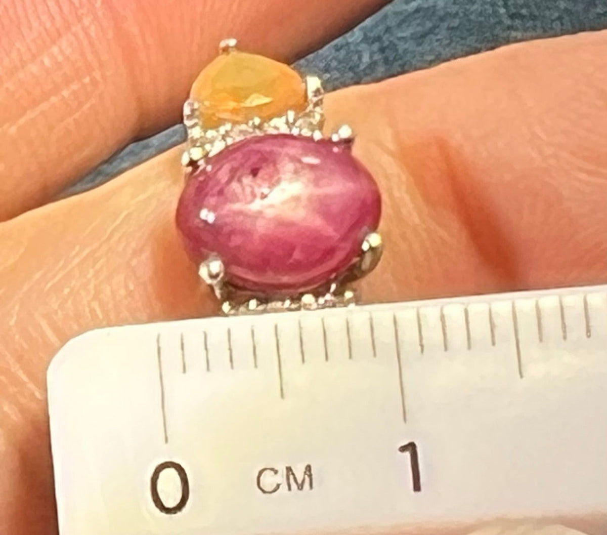 Natural Star Ruby Ring w Ethiopian Opals in Sterling Silver *Video*