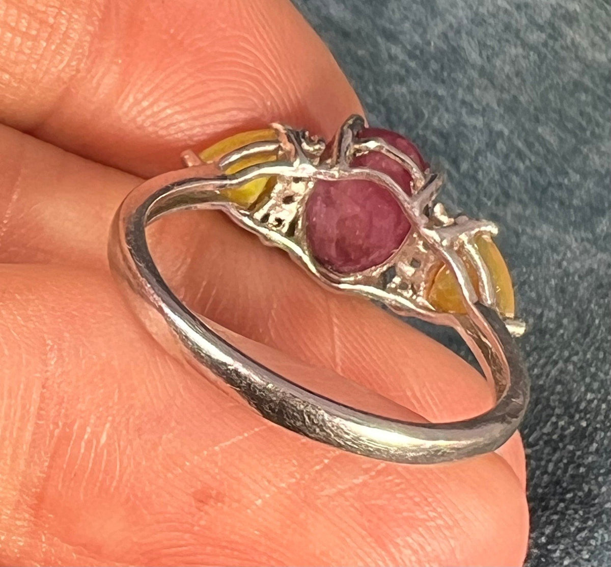 Natural Star Ruby Ring w Ethiopian Opals in Sterling Silver *Video*