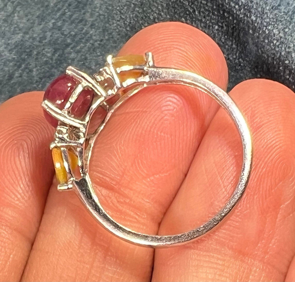 Natural Star Ruby Ring w Ethiopian Opals in Sterling Silver *Video*