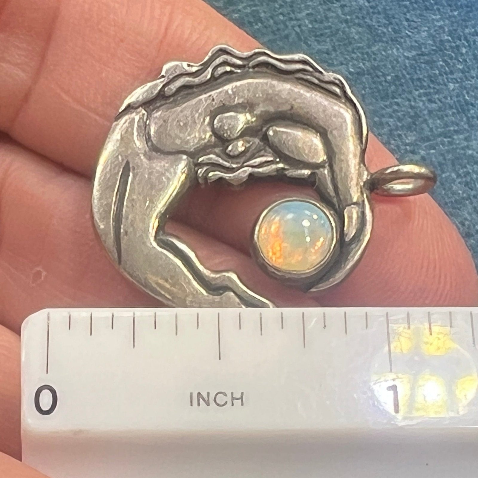 Nymph Nude Female 925 Pendant w Australian Opal. Jane Iris *Video*