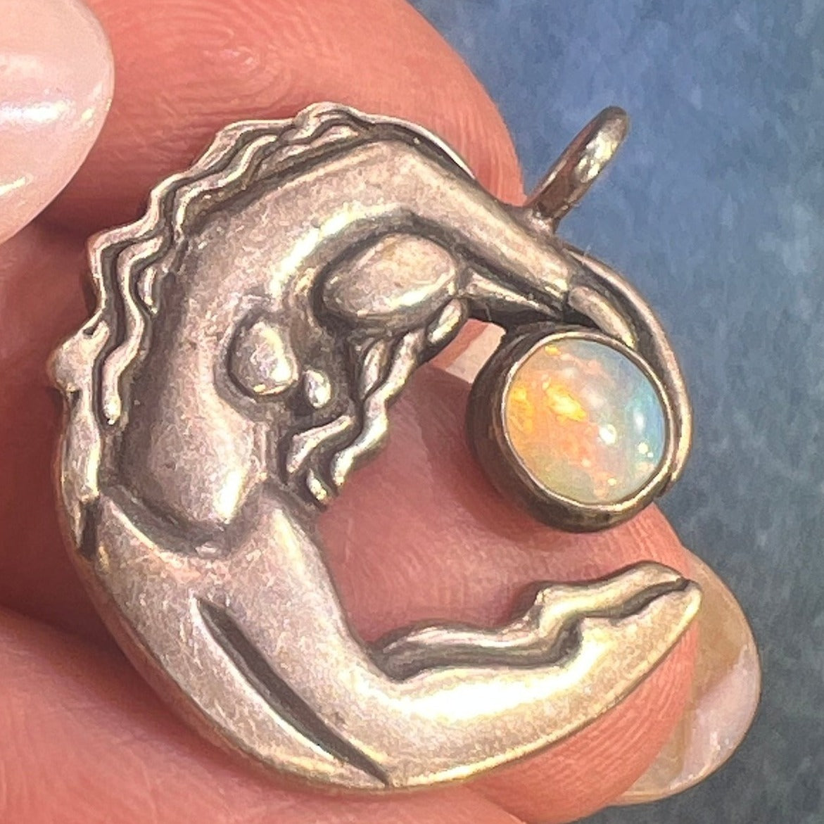 Nymph Nude Female 925 Pendant w Australian Opal. Jane Iris *Video*