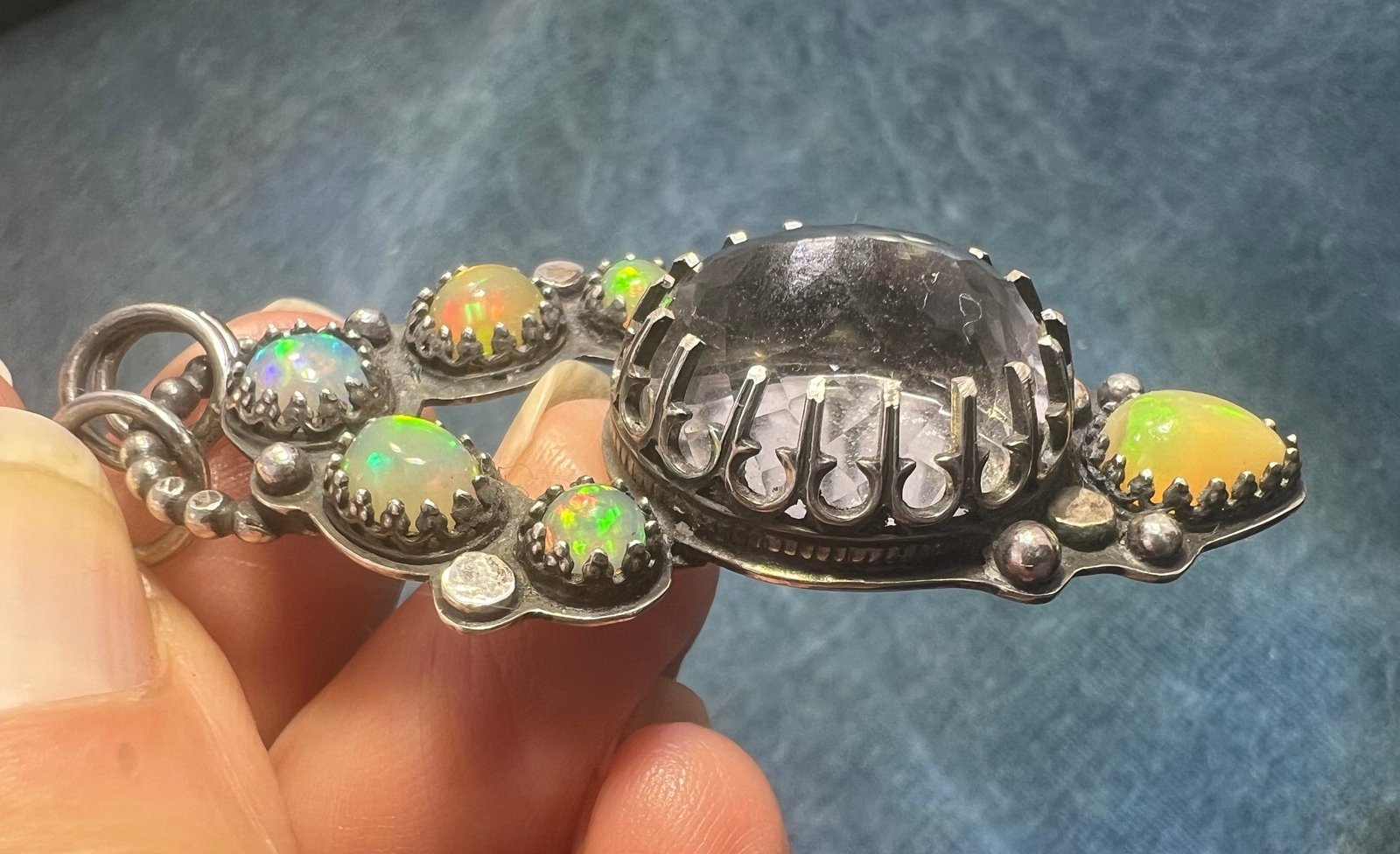 Old Pawn Ethiopian Jelly Opal 925 Pendant w Prism. 2" 13g *VIDEO**