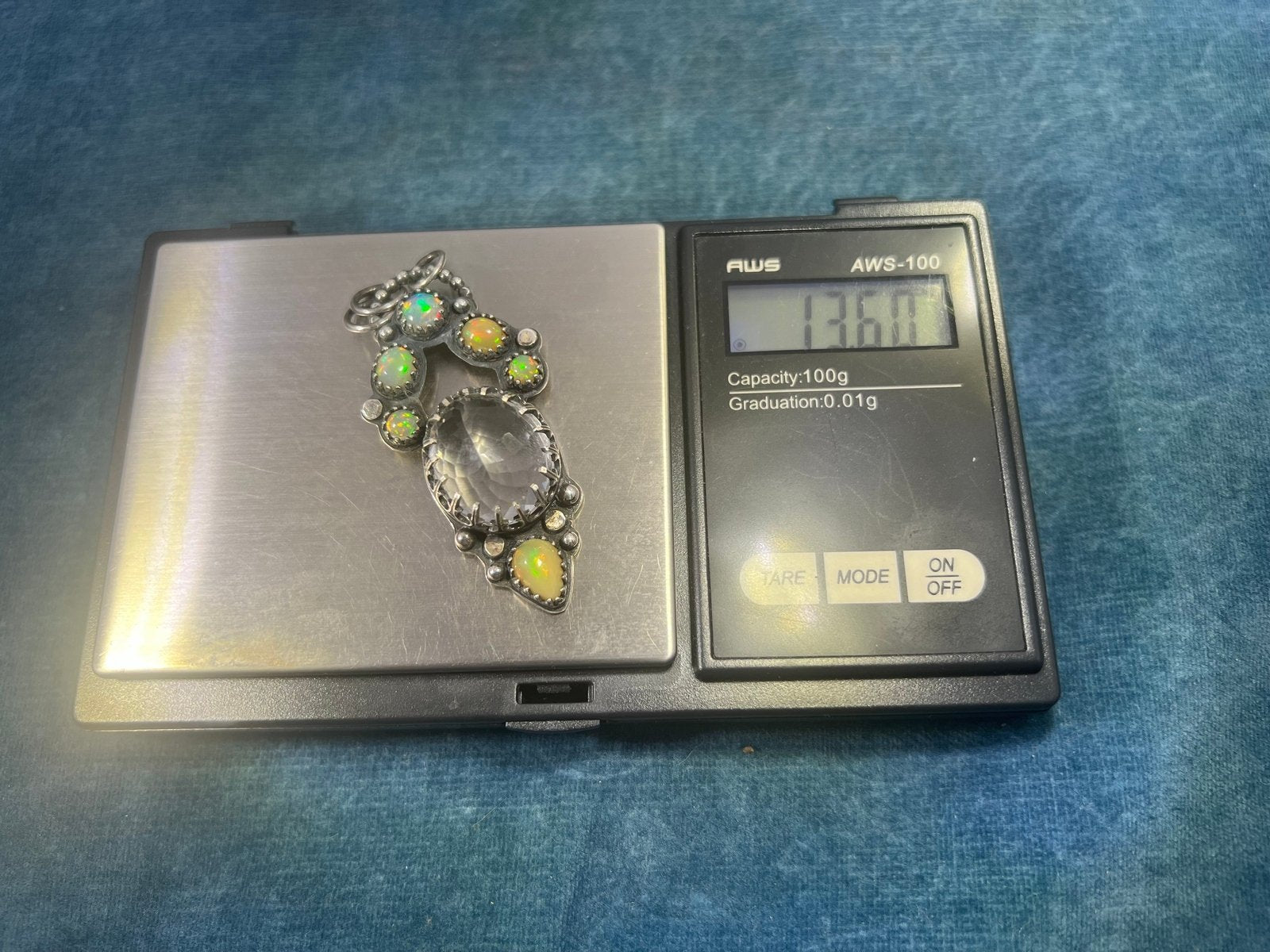 Old Pawn Ethiopian Jelly Opal 925 Pendant w Prism. 2" 13g *VIDEO**