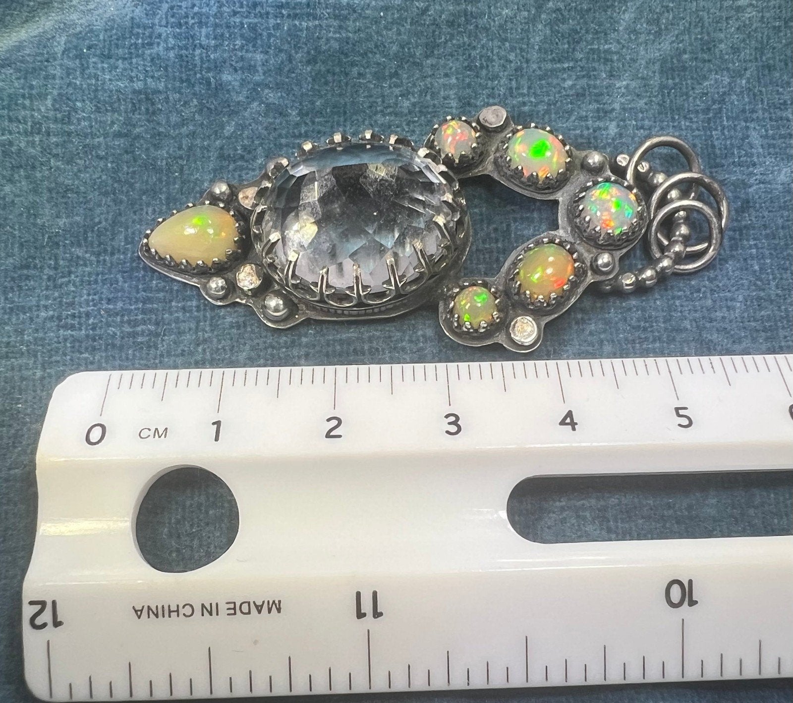 Old Pawn Ethiopian Jelly Opal 925 Pendant w Prism. 2" 13g *VIDEO**