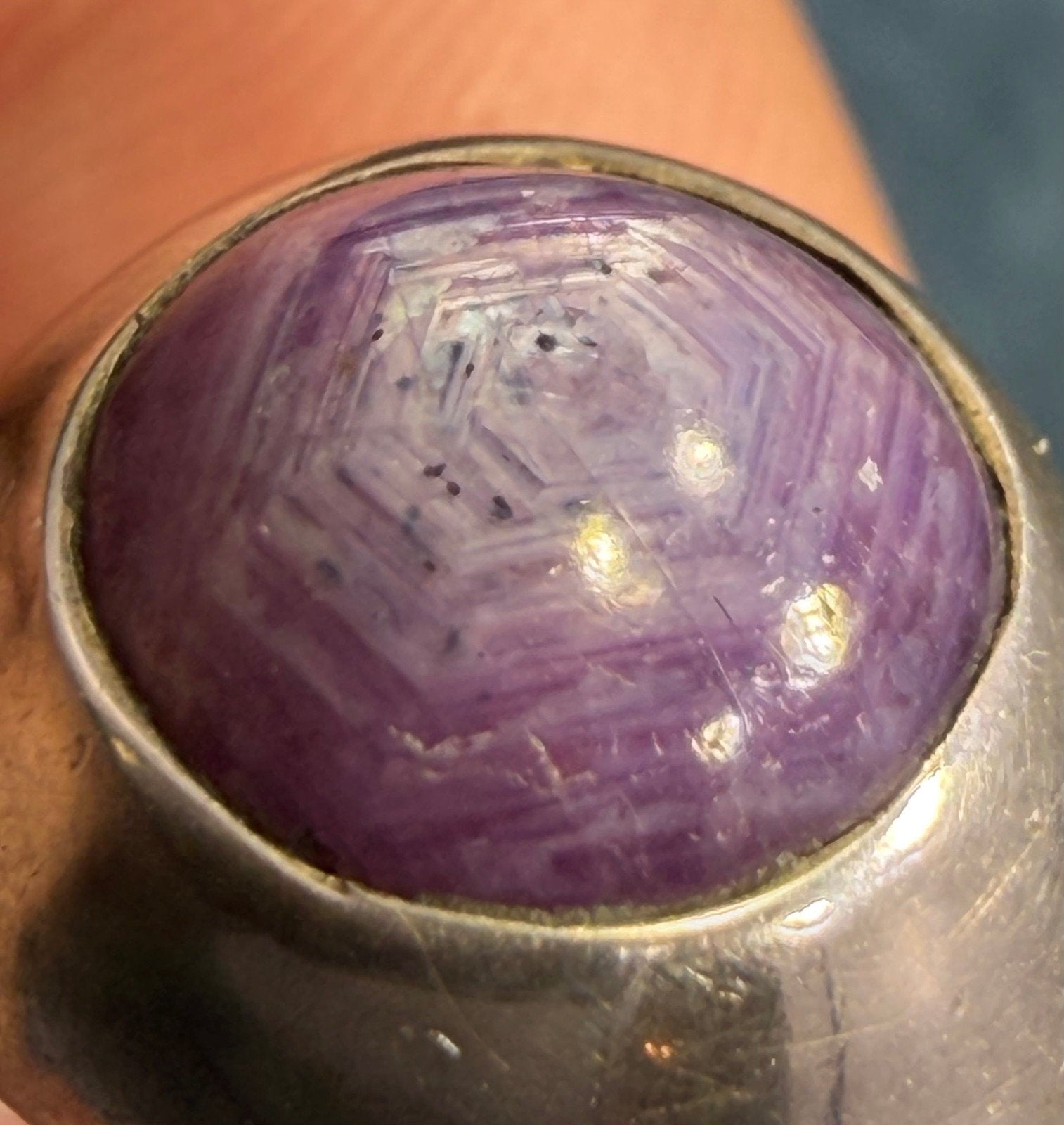 Purple Star Ruby / Sapphire Signet Ring in Sterling Silver. 7g *Video*