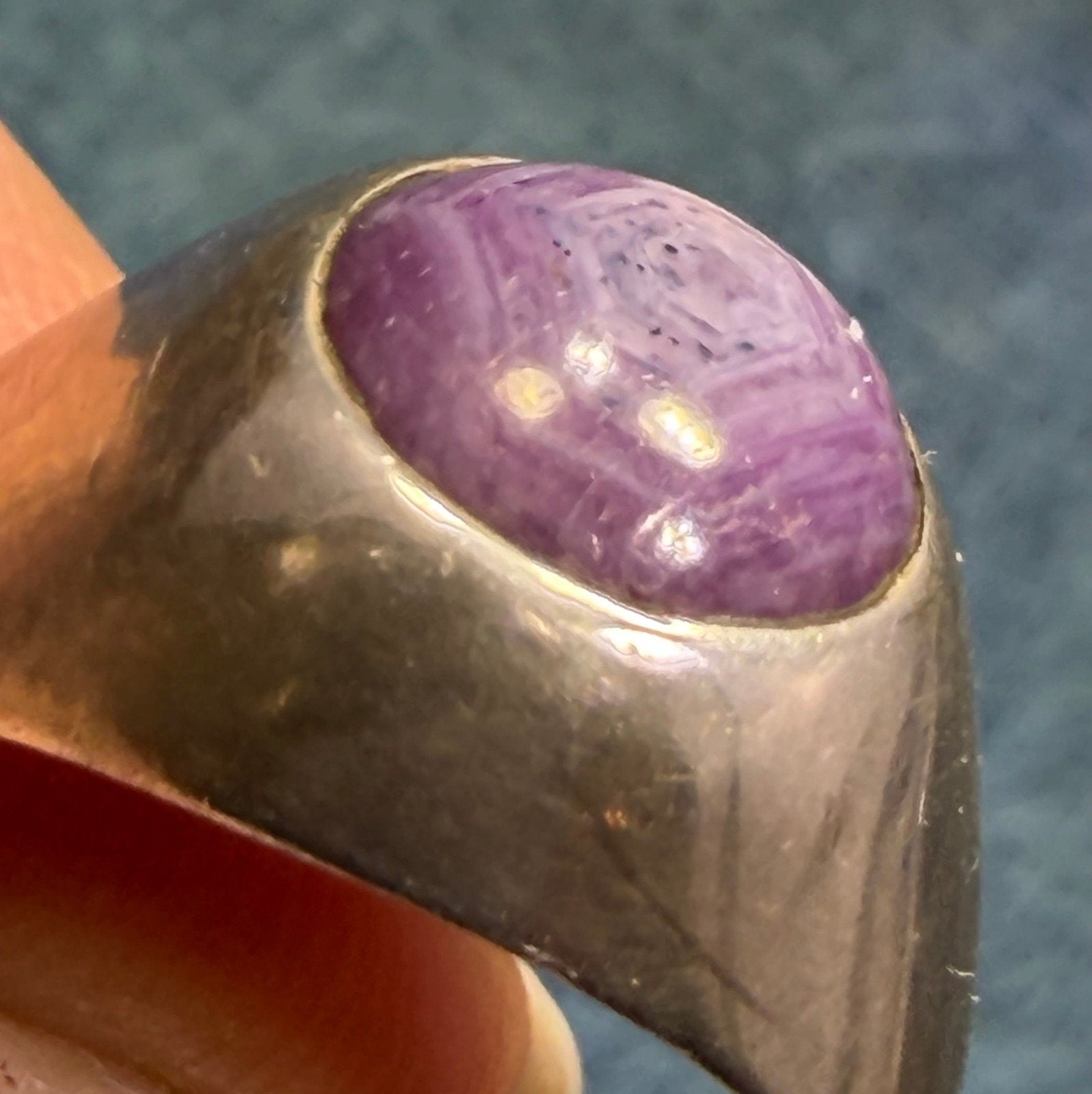 Purple Star Ruby / Sapphire Signet Ring in Sterling Silver. 7g *Video*
