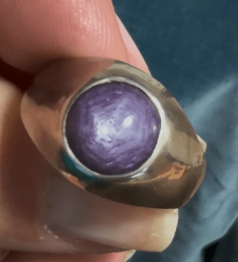 Purple Star Ruby / Sapphire Signet Ring in Sterling Silver. 7g *Video*