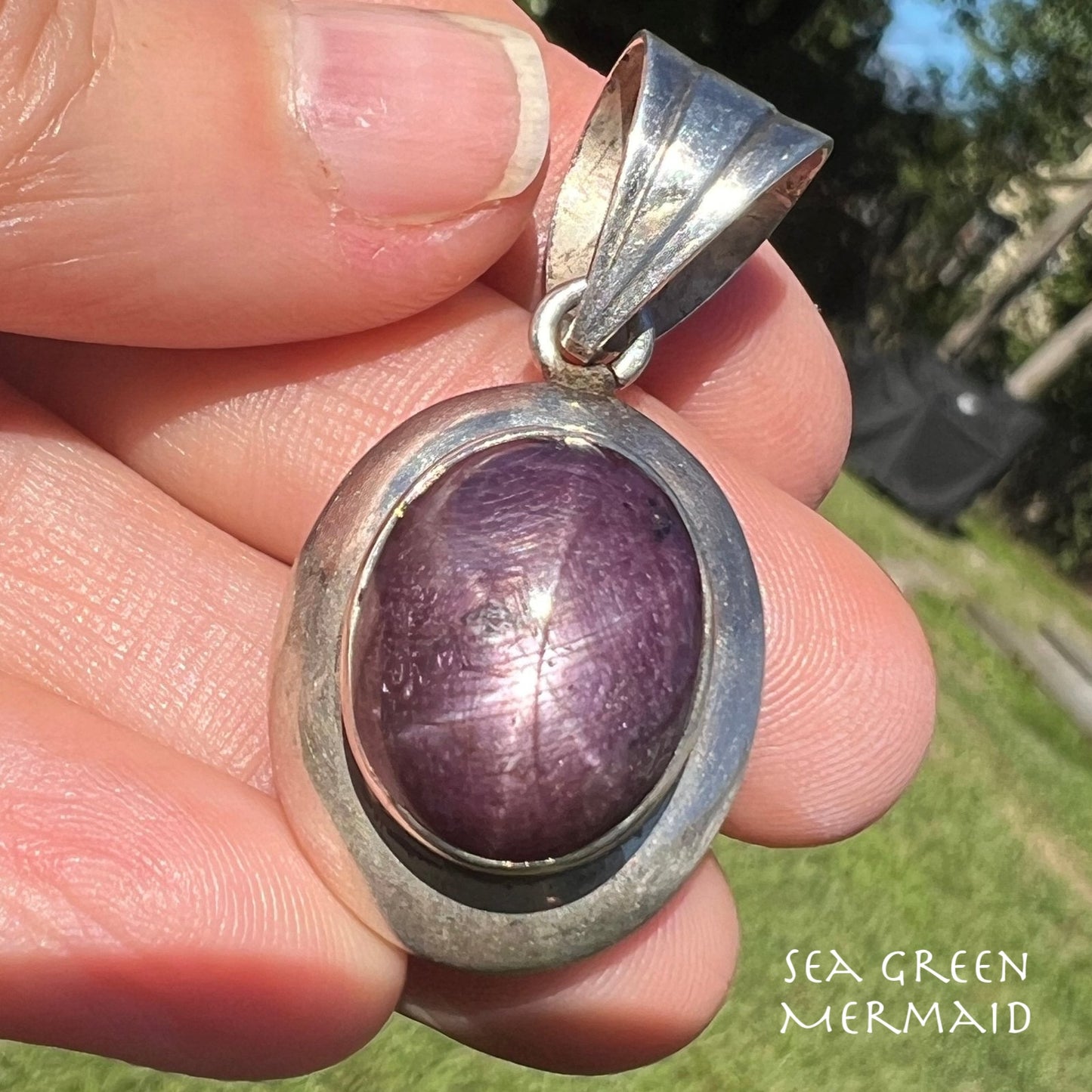 Purple Star Sapphire / Ruby Pendant in Sterling Silver. 1.5" + 18g *Video*