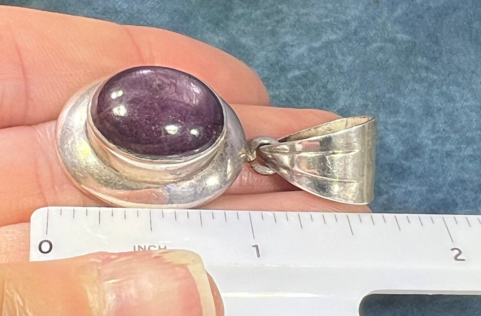 Purple Star Sapphire / Ruby Pendant in Sterling Silver. 1.5" + 18g *Video*