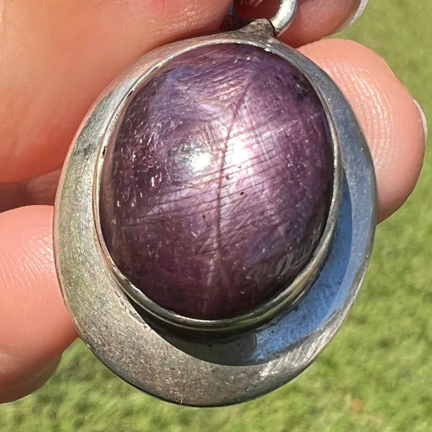 Purple Star Sapphire / Ruby Pendant in Sterling Silver. 1.5" + 18g *Video*