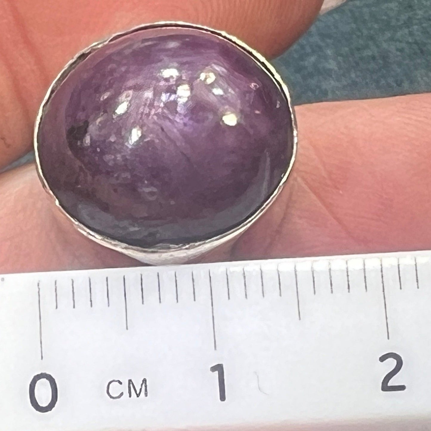 Purple Star Sapphire / Star Ruby Ring in Sterling Silver. 3/4" + 11g *Video*