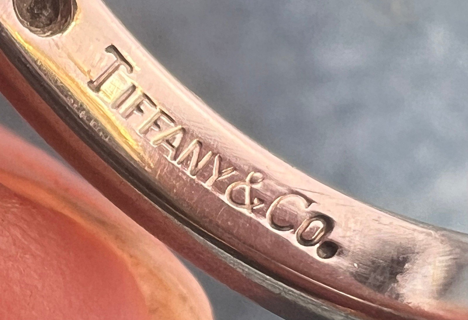 Tiffany Platinum Bezel-Set Diamond Stacking Ring Band. Over 5g *$1500 new*