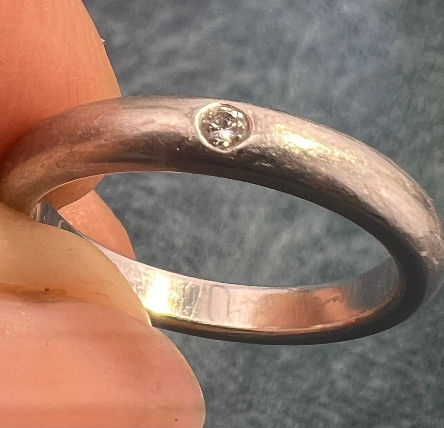 Tiffany Platinum Bezel-Set Diamond Stacking Ring Band. Over 5g *$1500 new*