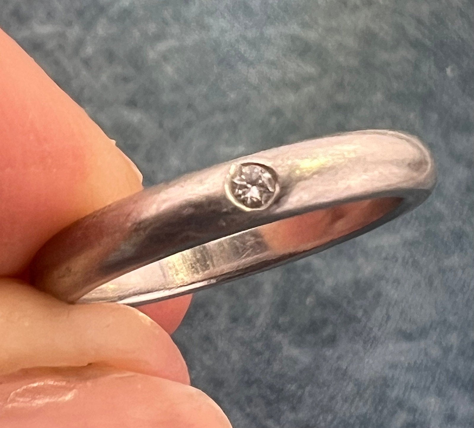 Tiffany Platinum Bezel-Set Diamond Stacking Ring Band. Over 5g *$1500 new*