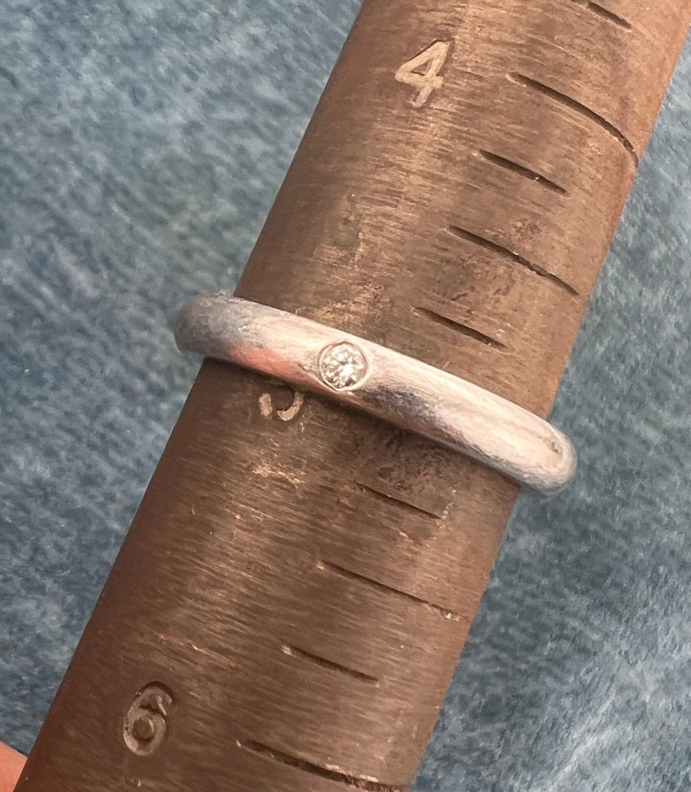 Tiffany Platinum Bezel-Set Diamond Stacking Ring Band. Over 5g *$1500 new*