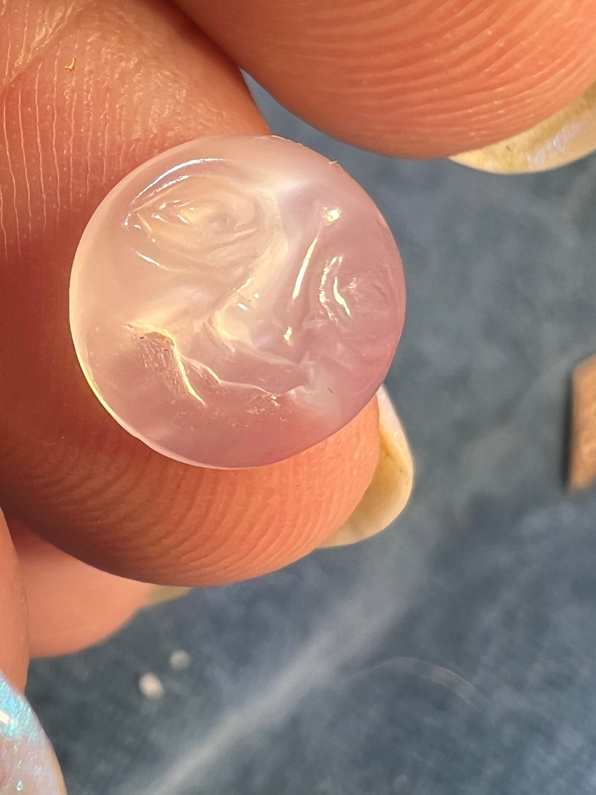 UNDER COST Jewelry Lot - Carved Man-in-Moon Moonstone + 14k Pendant - Box Z19