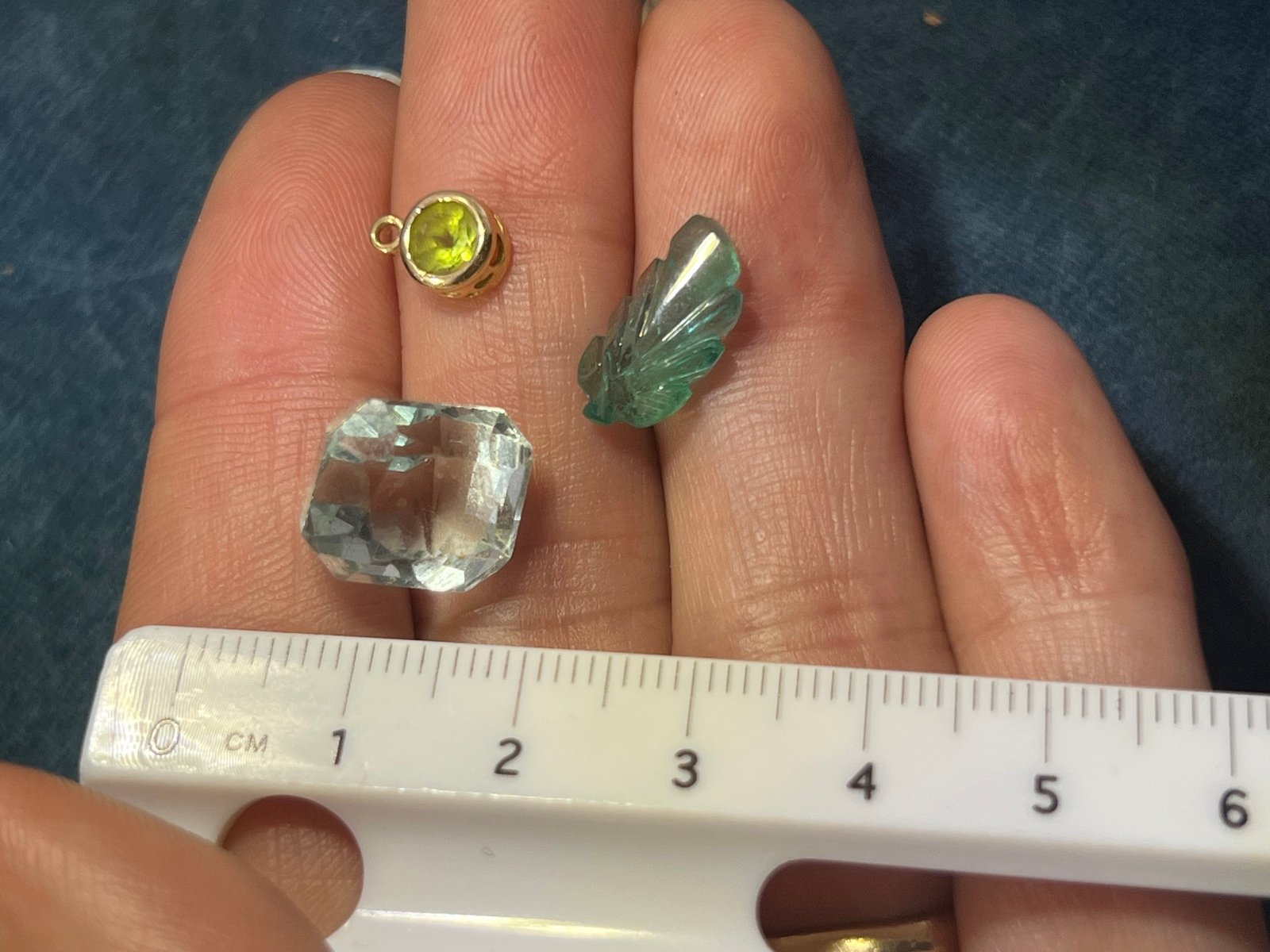 UNDER COST Jewelry Lot w 10k Gold Charm + Carved Emerald - Box Z22