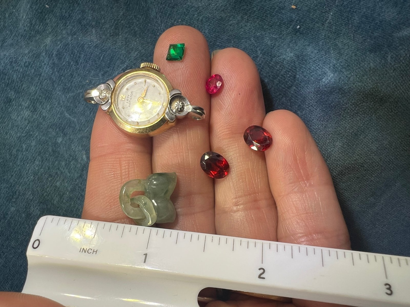 UNDER COST Jewelry Lot w 14k Gold + Diamond Watch + Gems - Box Z21