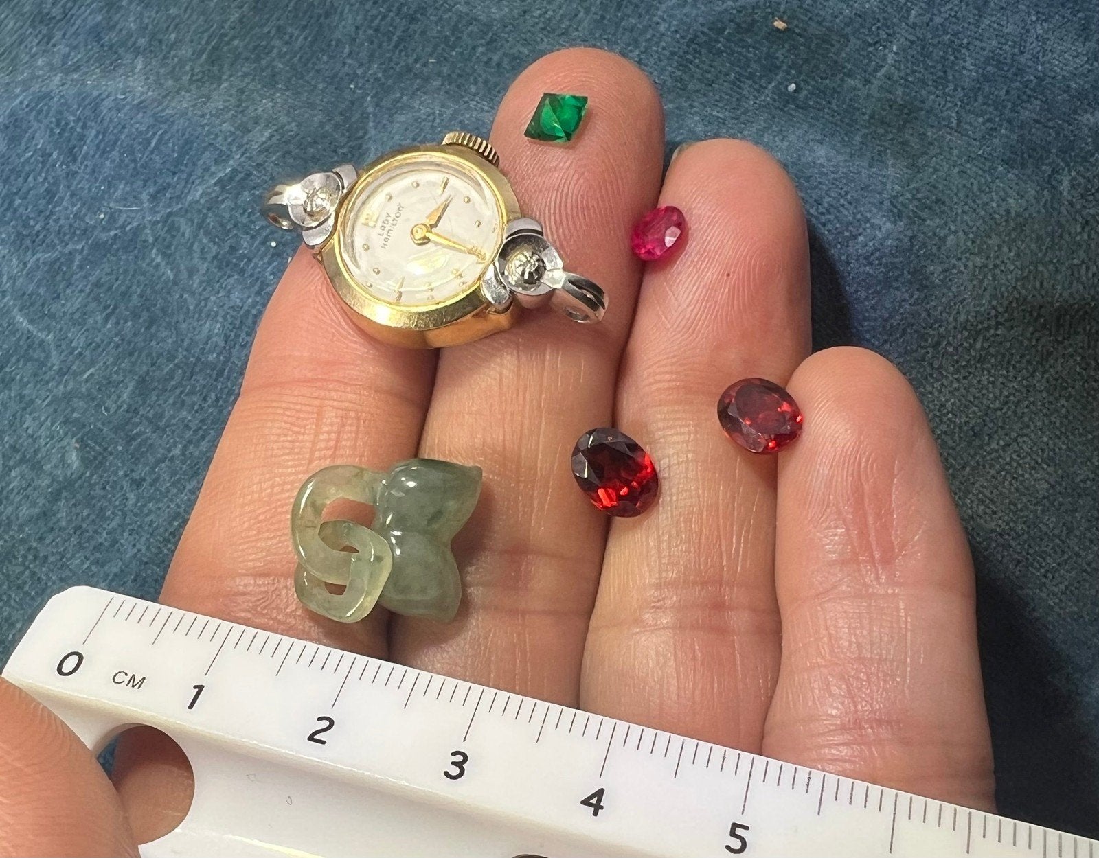 UNDER COST Jewelry Lot w 14k Gold + Diamond Watch + Gems - Box Z21