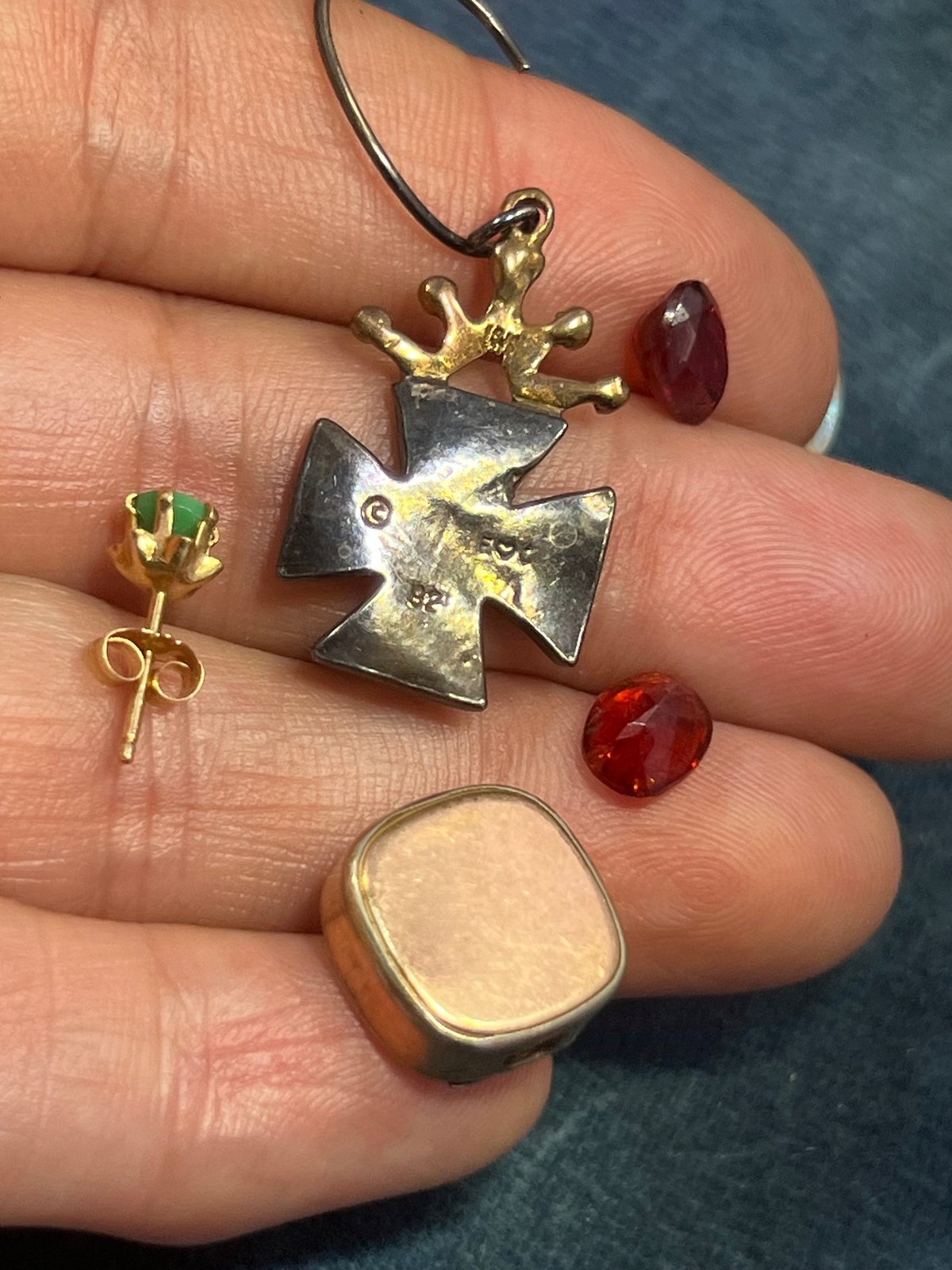 UNDER COST Jewelry Lot w Opal + 10k Gold Earring + 10k Charm - Box Z29