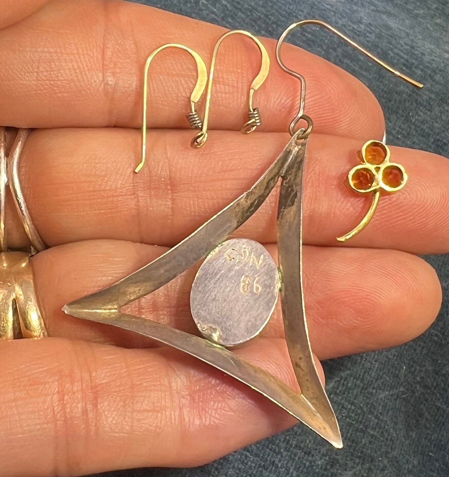 UNDER COST Jewelry Lot w Opal Triplet + 10k Gold Earring + 10k Charm - Box Z28