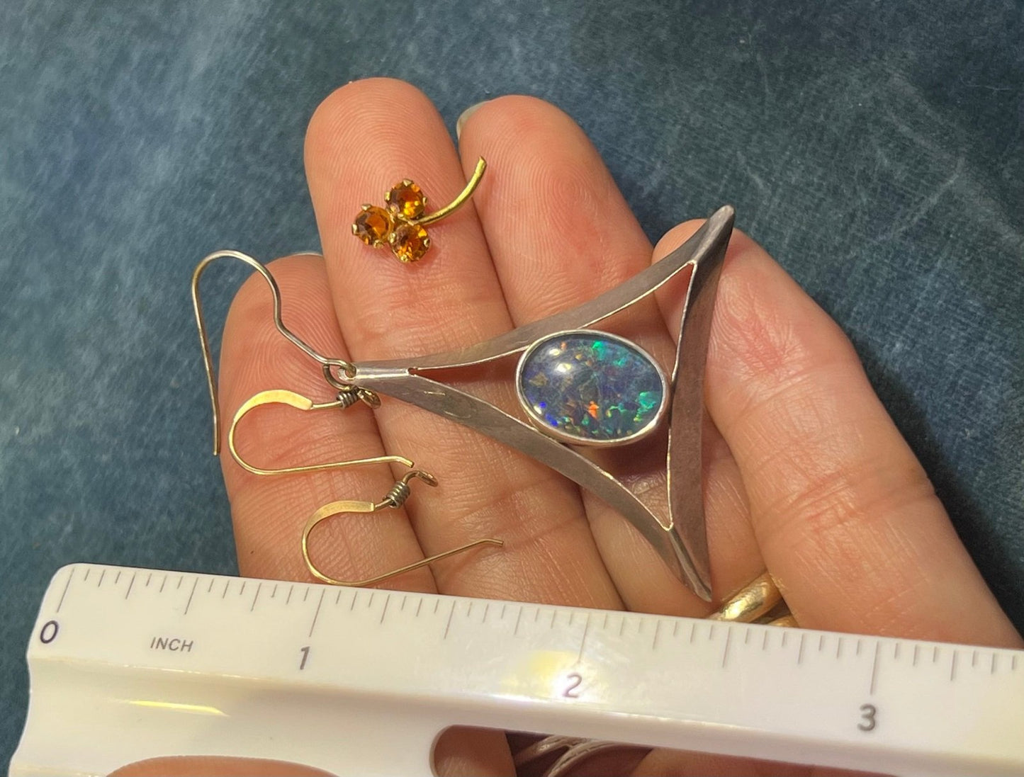 UNDER COST Jewelry Lot w Opal Triplet + 10k Gold Earring + 10k Charm - Box Z28