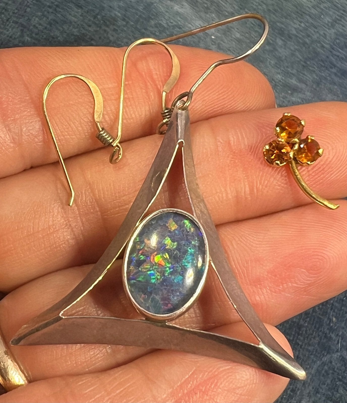 UNDER COST Jewelry Lot w Opal Triplet + 10k Gold Earring + 10k Charm - Box Z28