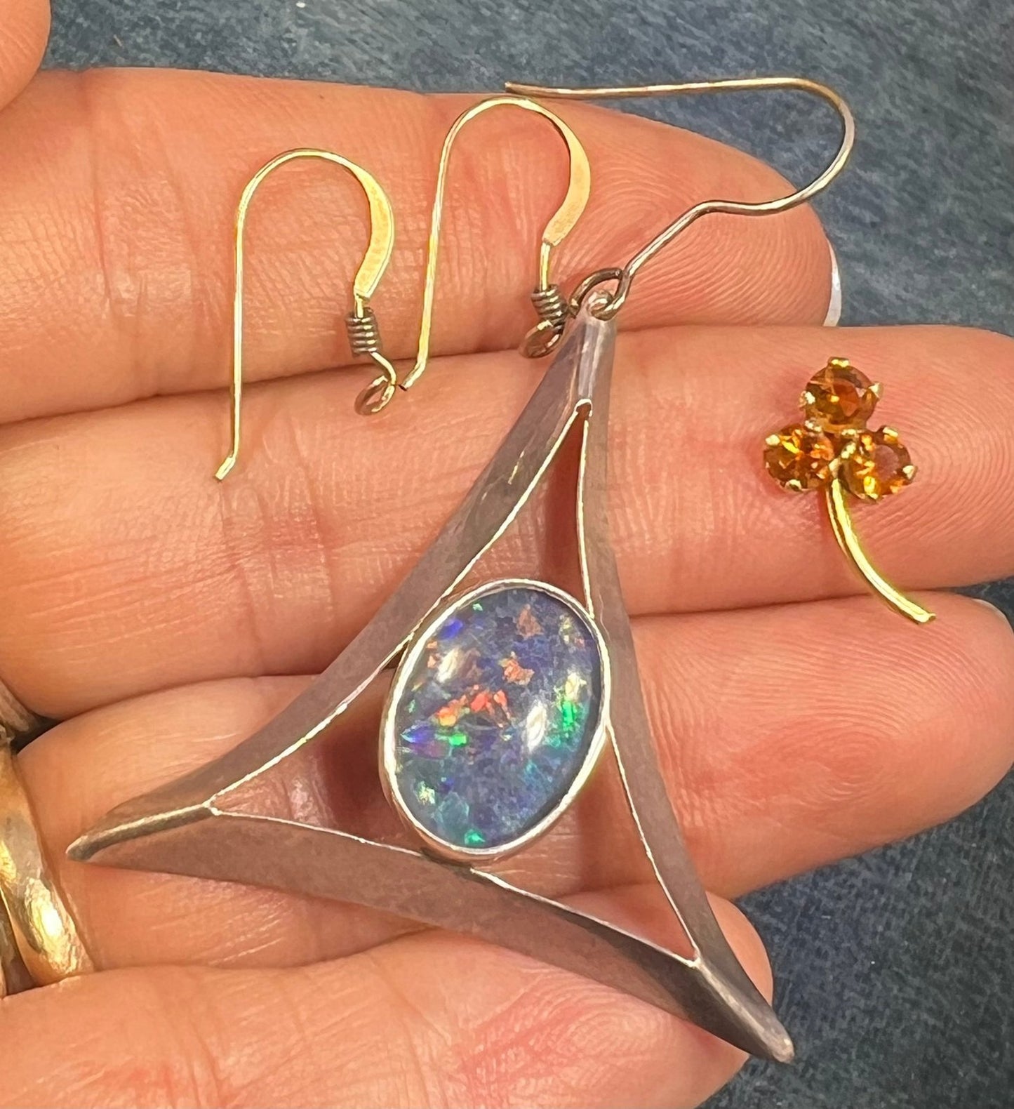 UNDER COST Jewelry Lot w Opal Triplet + 10k Gold Earring + 10k Charm - Box Z28