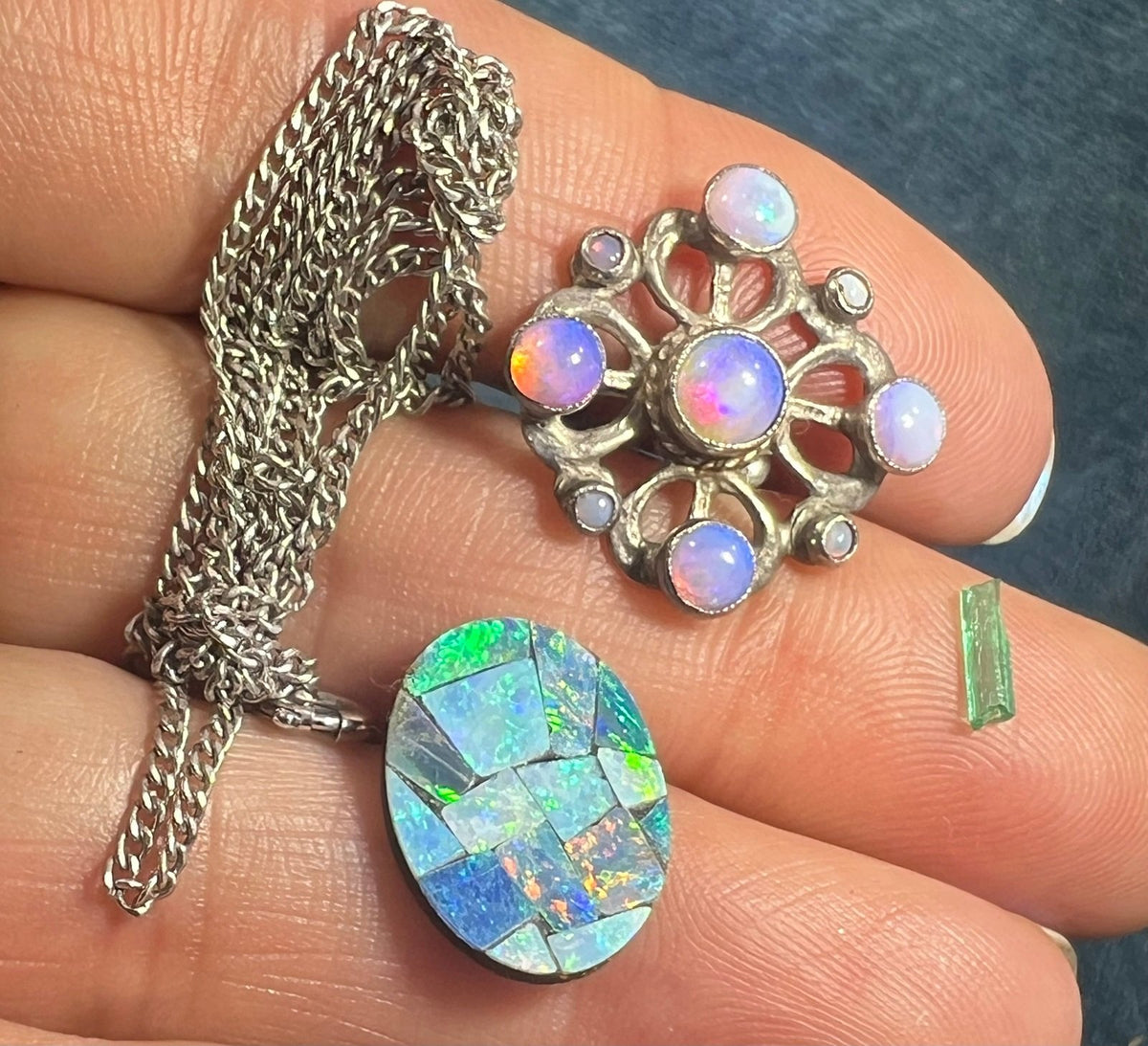 UNDER COST Jewelry Lot w Opals + Emerald - Box Z25