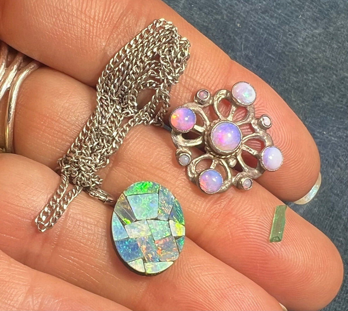 UNDER COST Jewelry Lot w Opals + Emerald - Box Z25