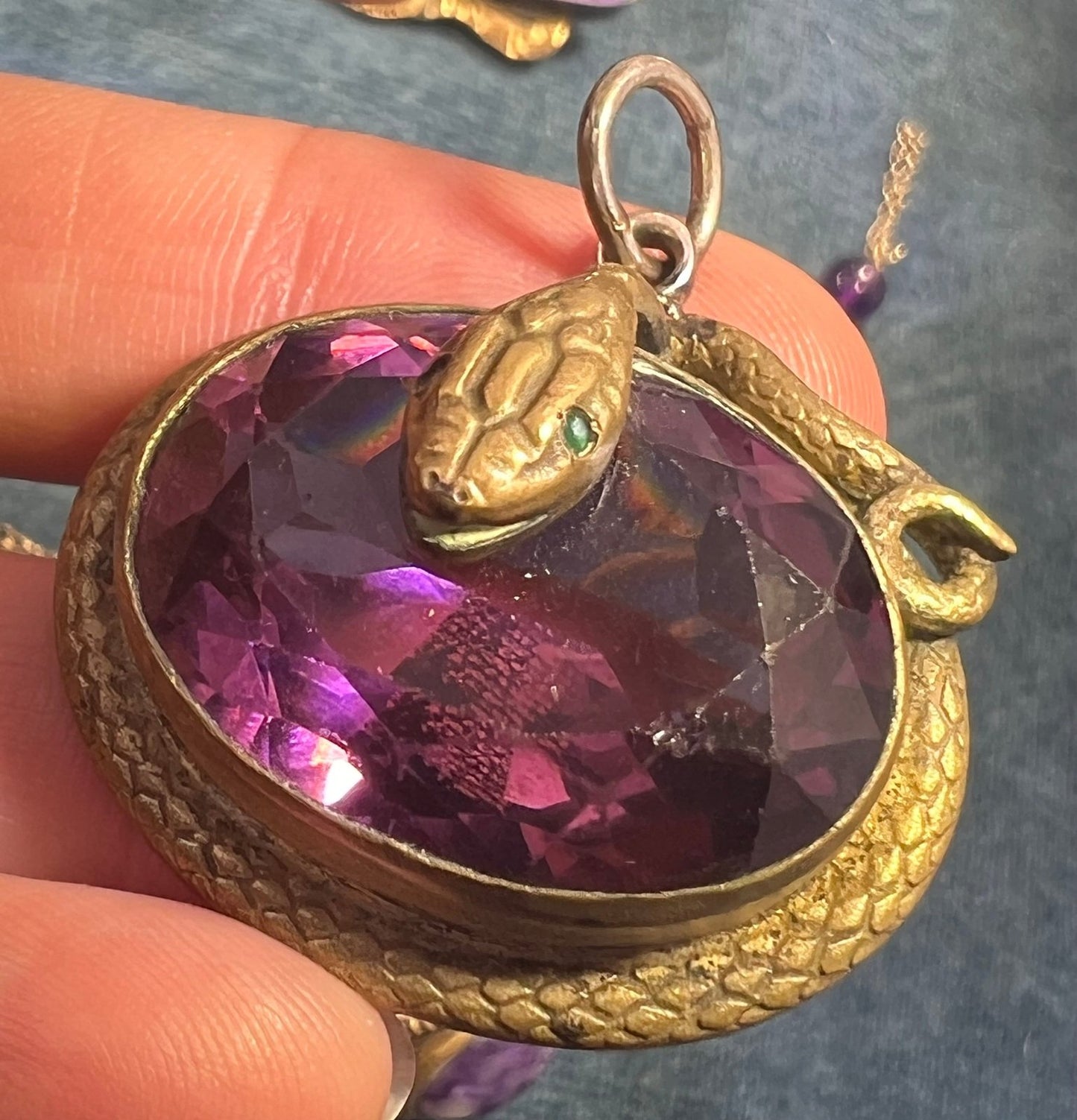 UNDER COST - Lot of 925 + Brass Jewelry w 14k Gold Amethyst Chain - Box 18