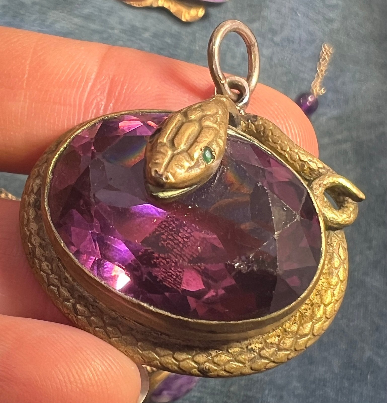UNDER COST - Lot of 925 + Brass Jewelry w 14k Gold Amethyst Chain - Box 18