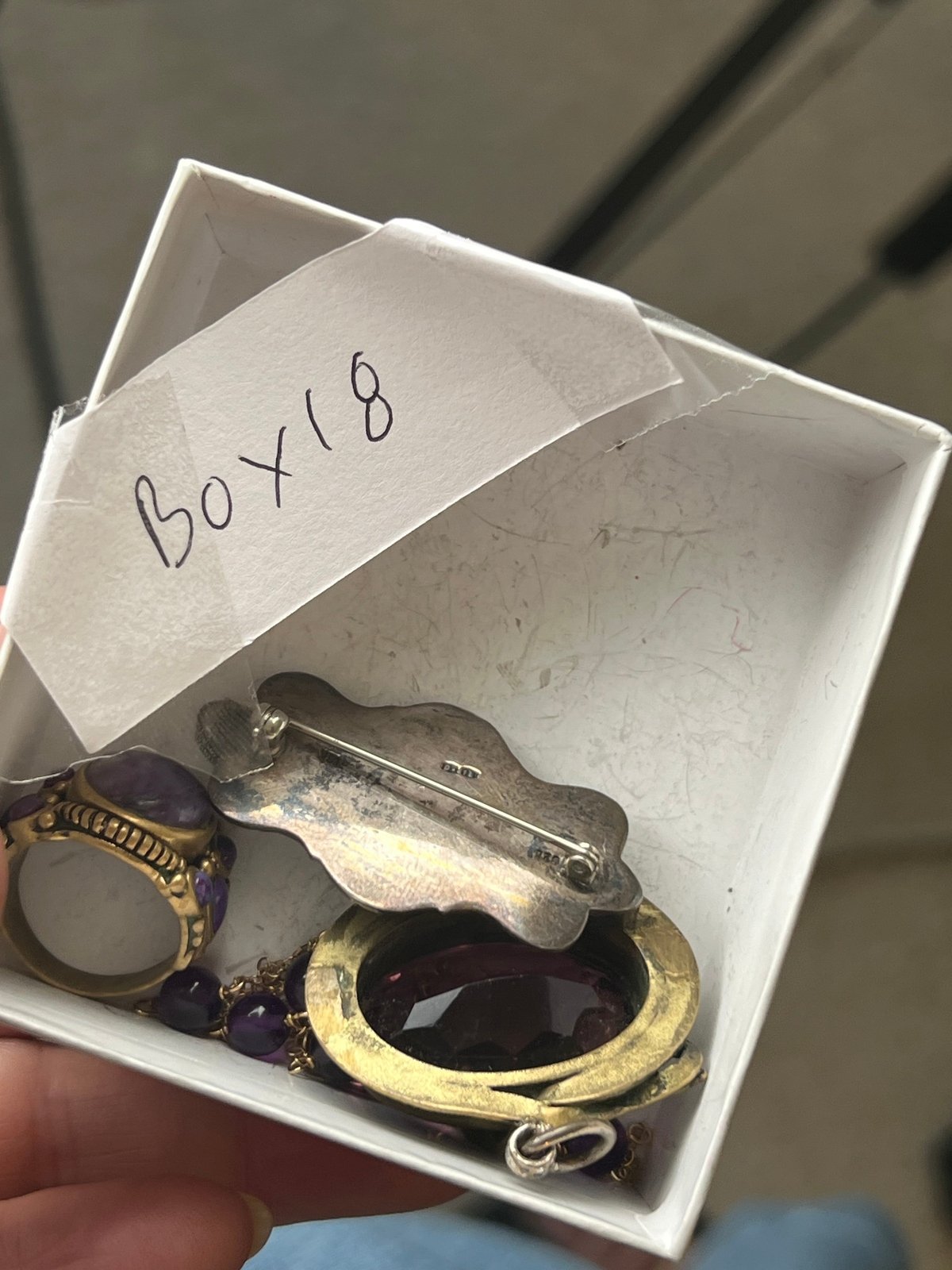 UNDER COST - Lot of 925 + Brass Jewelry w 14k Gold Amethyst Chain - Box 18