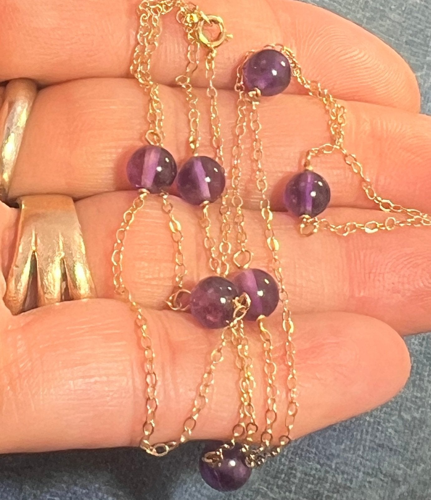UNDER COST - Lot of 925 + Brass Jewelry w 14k Gold Amethyst Chain - Box 18