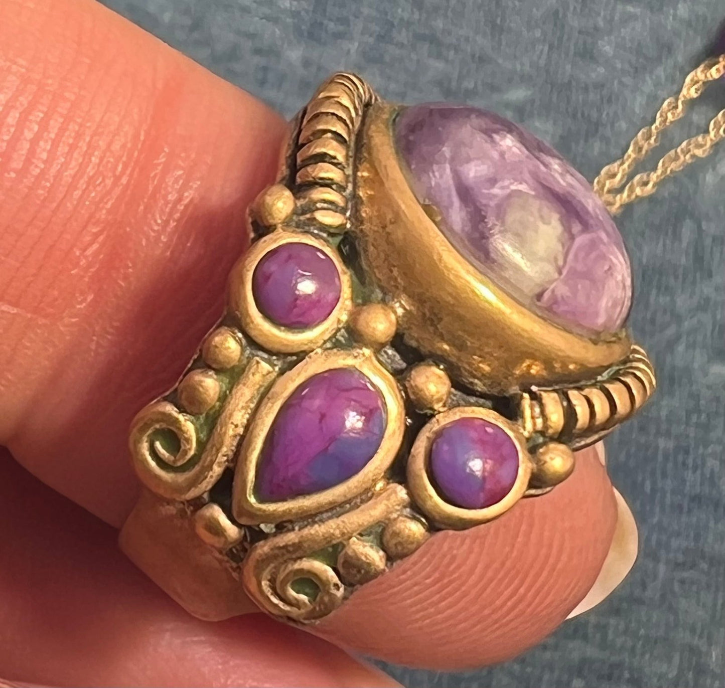 UNDER COST - Lot of 925 + Brass Jewelry w 14k Gold Amethyst Chain - Box 18