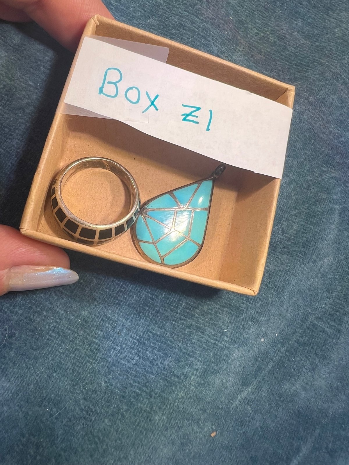 UNDER COST - Lot of 925 Jewelry - Inlaid Turquoise + Onyx - Box Z1
