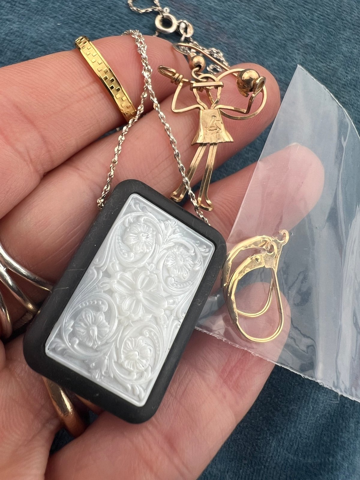 UNDER COST - Lot of 925 Jewelry - MOP + Stone Domino - Box Z8