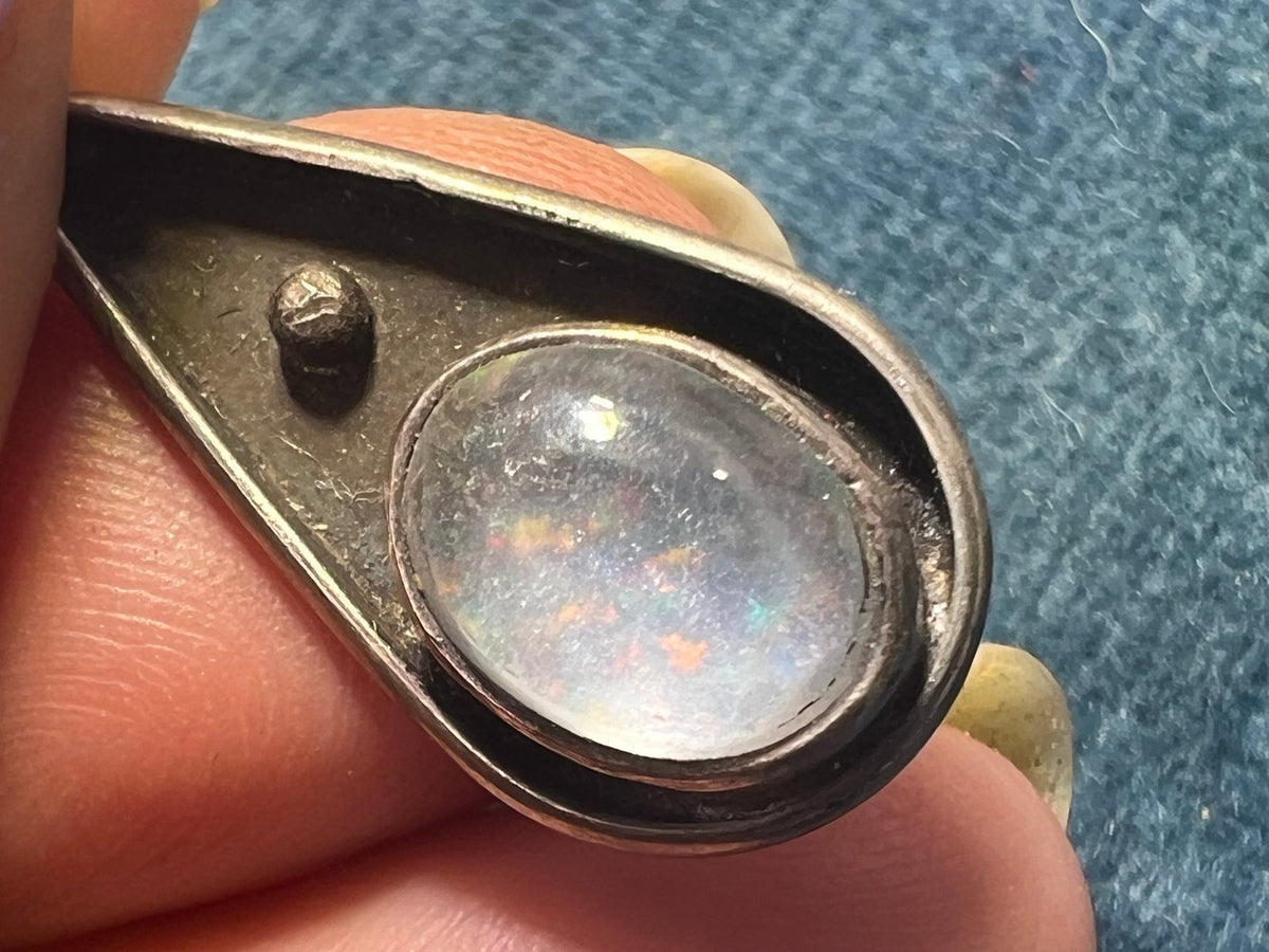UNDER COST - Lot of 925 Jewelry - Opal Pendant + Inlaid Onyx Ring - Box Z10