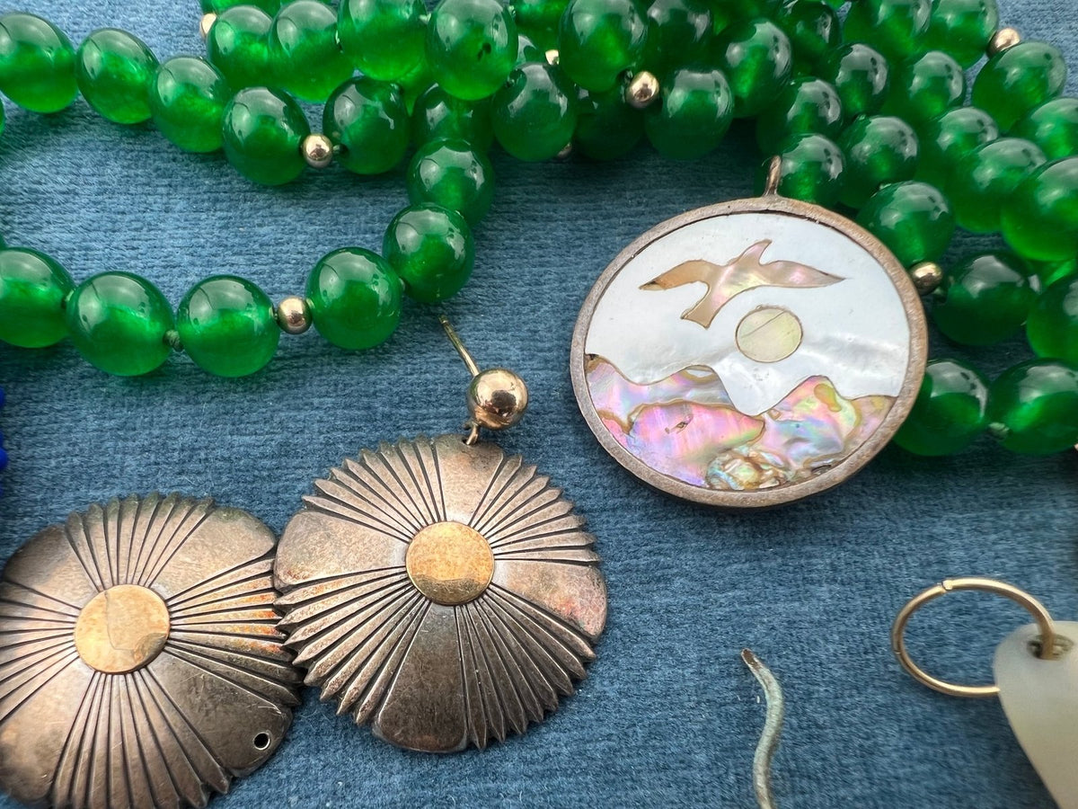 UNDER COST - Lot of 925 Jewelry w 14k + 10k Earrings, Bracelet + Pendant - Box 21